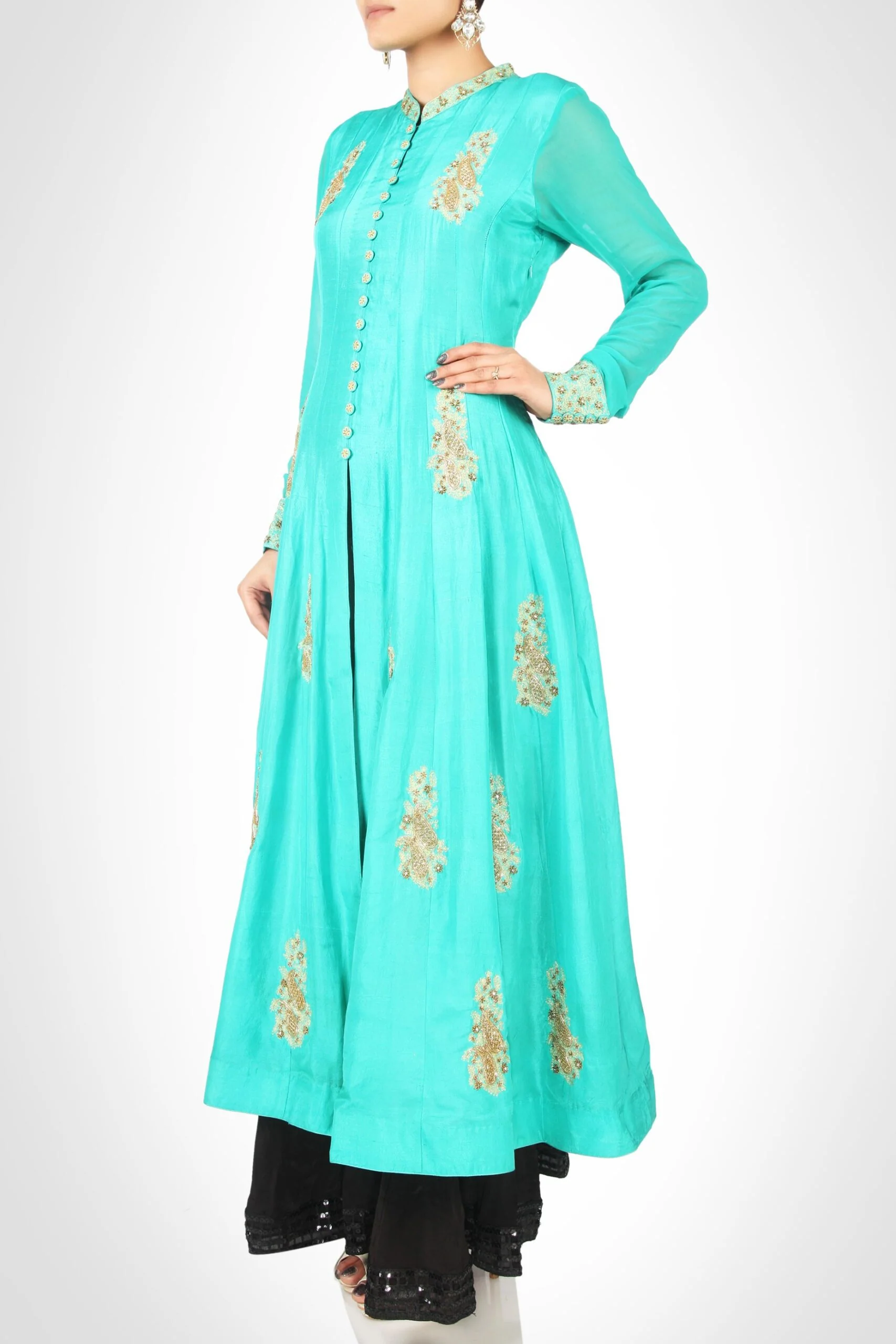 Aqua Blue Anarkali - Image 3