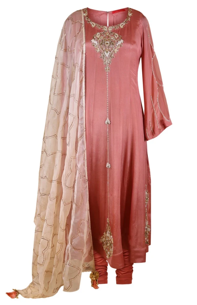 Chiffon Anarkali With Organza Dupatta - Image 6