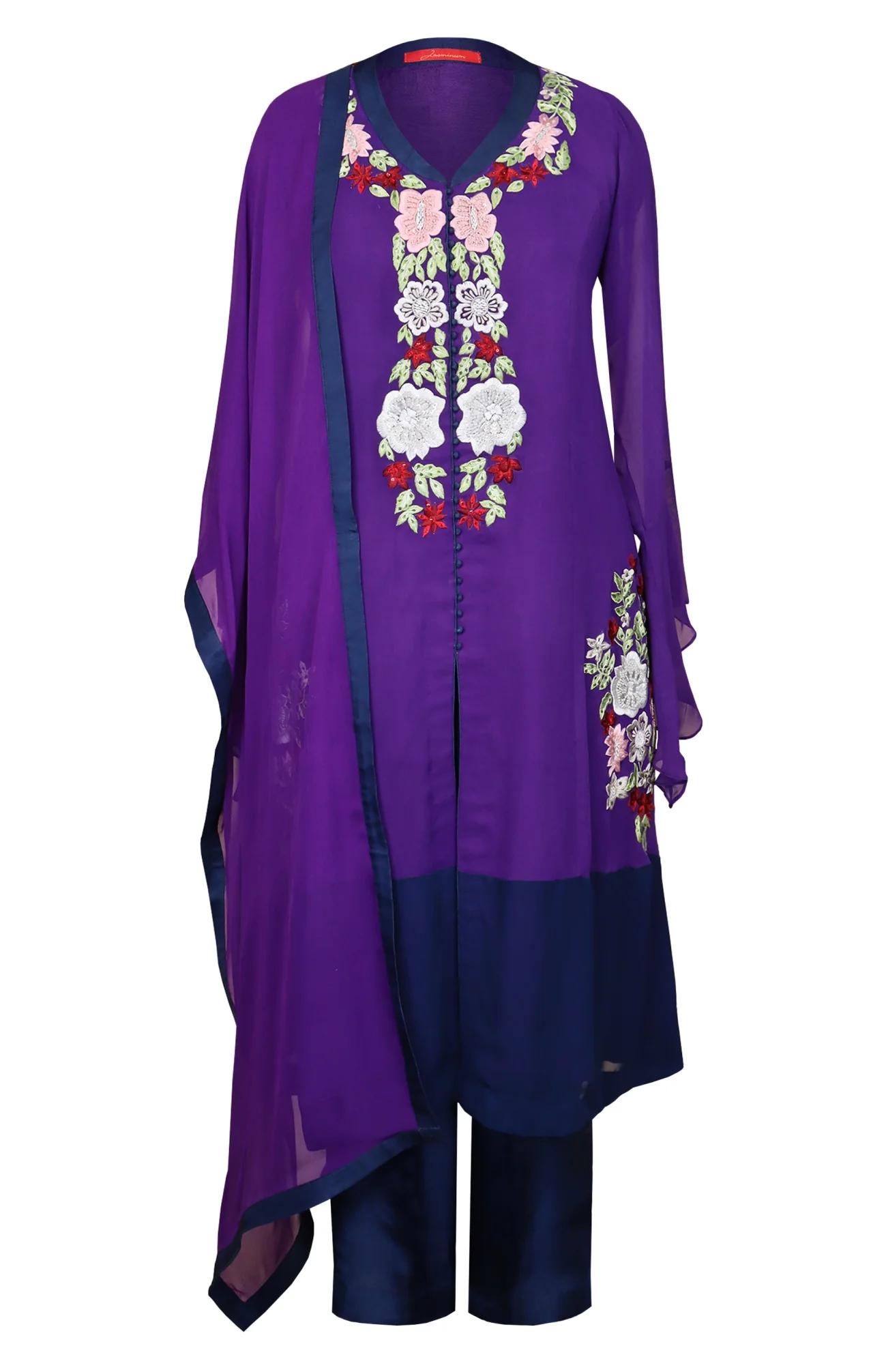 Colour Block Kalidar Suit - Image 3