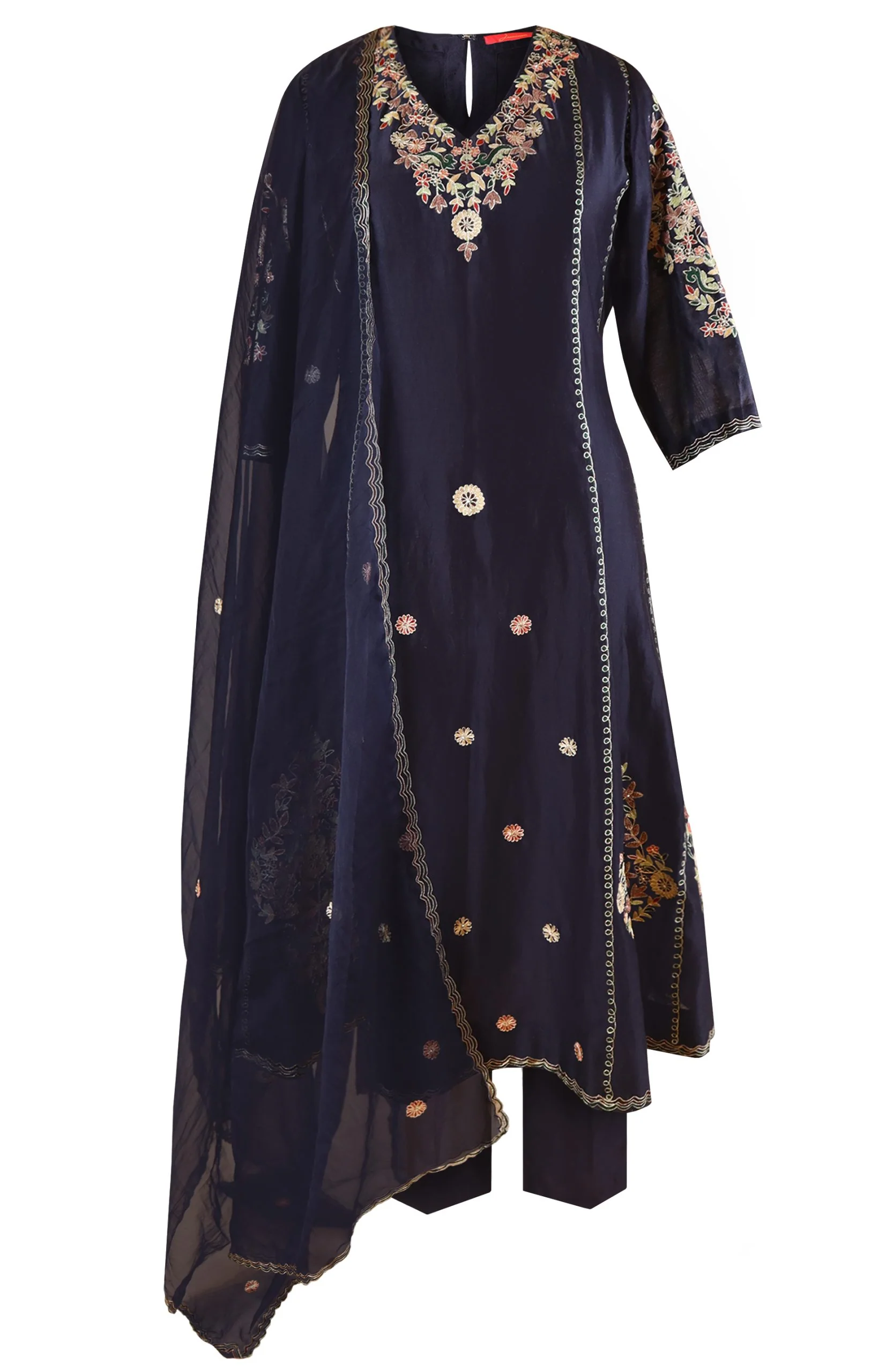 Kora Silk Anarkali With Aari Embroidery - Image 10
