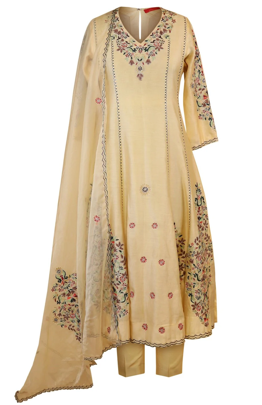 Kora Silk Anarkali With Aari Embroidery - Image 12