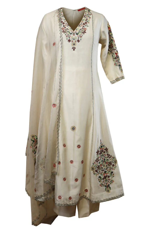 Kora Silk Anarkali With Aari Embroidery - Image 4