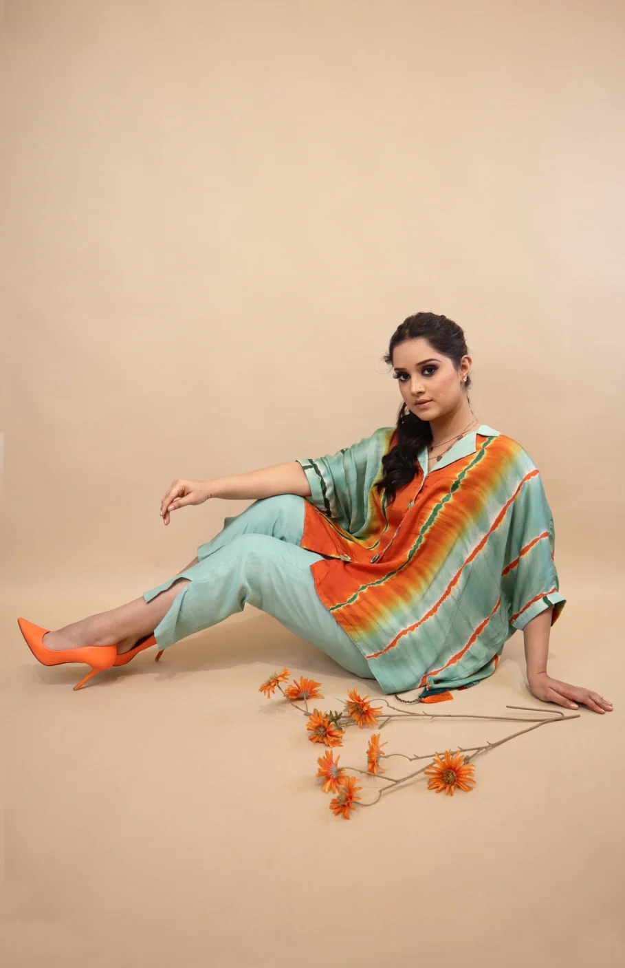 Tie n Dye Kaftan Top Set - Image 4